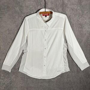 Simms Fishing Products White Long Sleeve Button Down Shirt Womens XL 39788